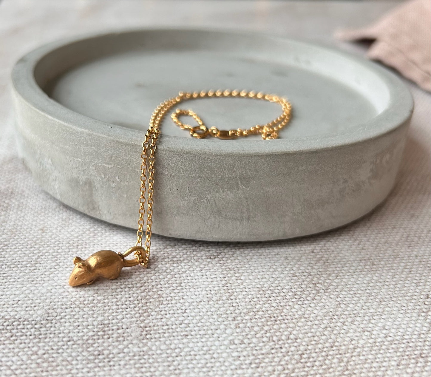 Sterling silver mouse necklace