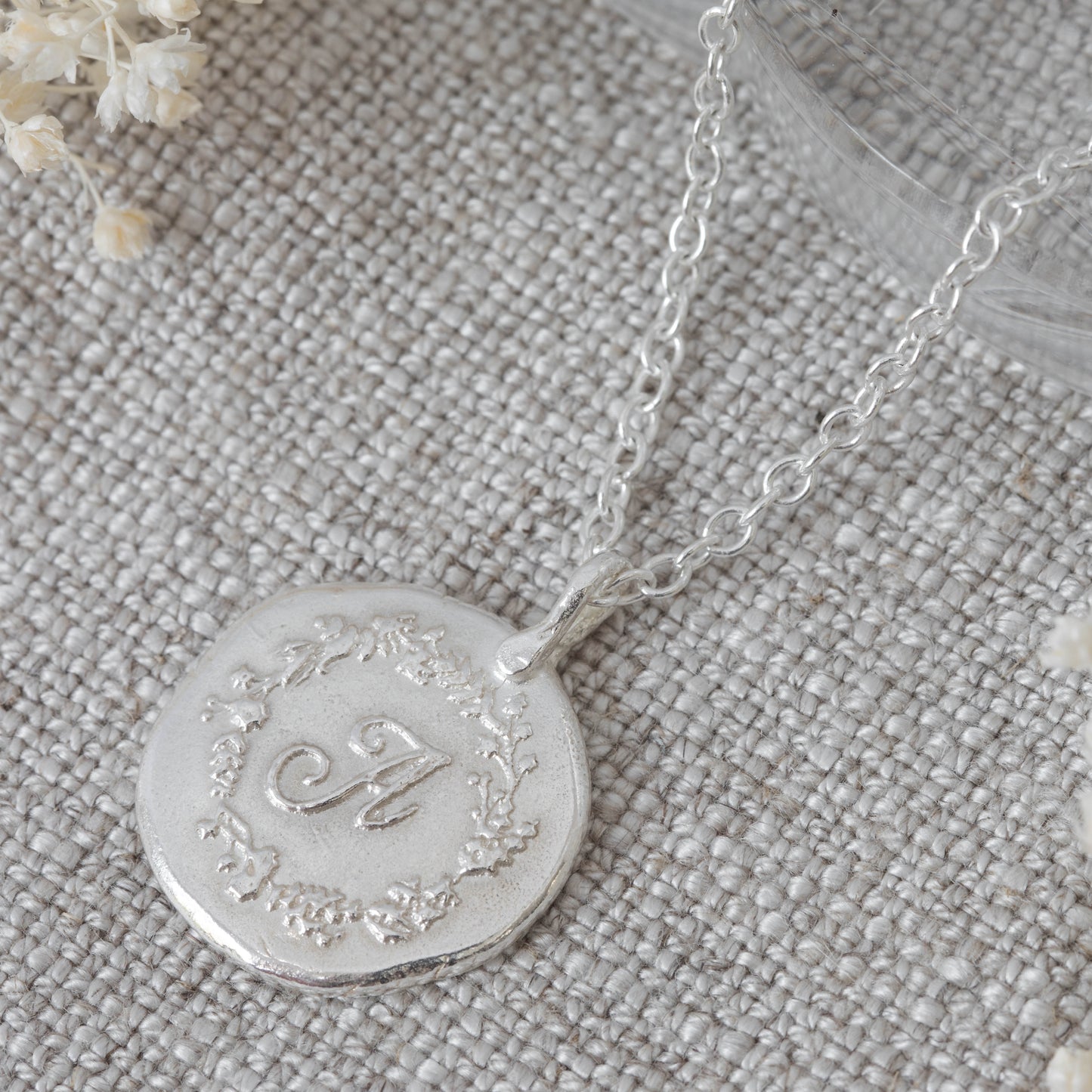 Botanical monogram personalised necklace