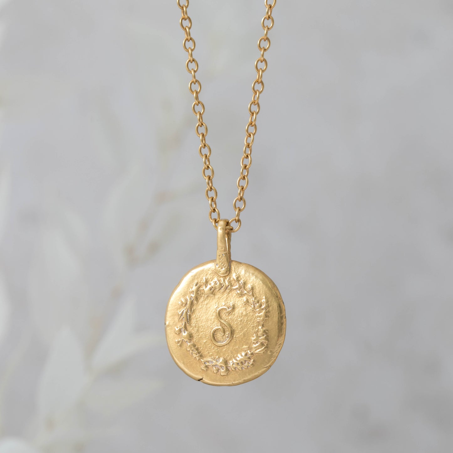 Botanical monogram personalised necklace